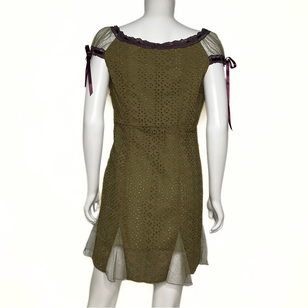 Delia’s Summer Dreams Mini Eyelet Dress Womens SZ M Forever Forest Green Fairy - Picture 4 of 7